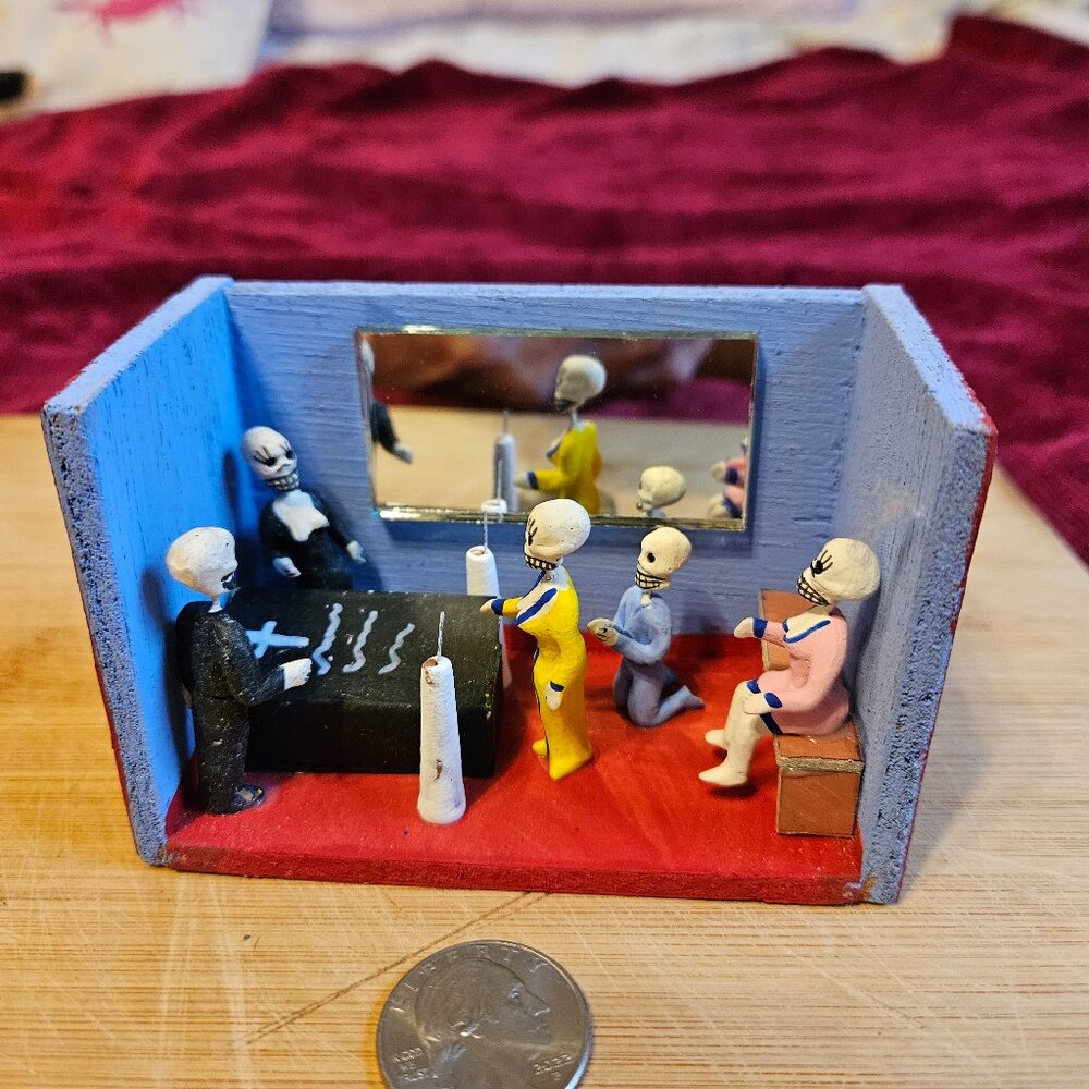 VINTAGE OAXACAN WOOD AND CLAY FUNERAL DIORAMA